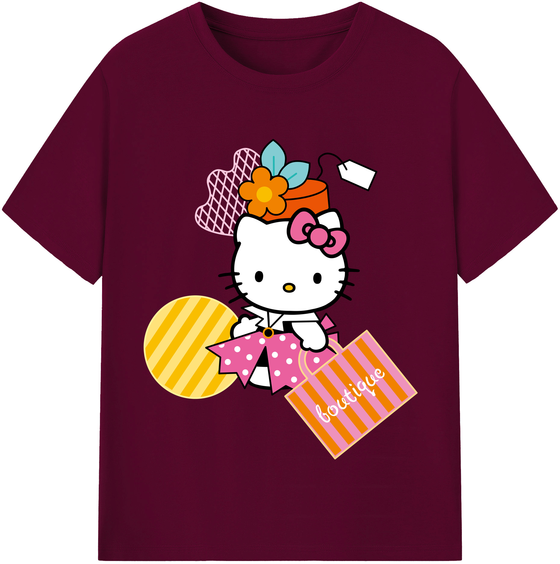（画像用） Hello Kitty ハローキティ レディースカジュアルプリントTシャツ（綿100％）